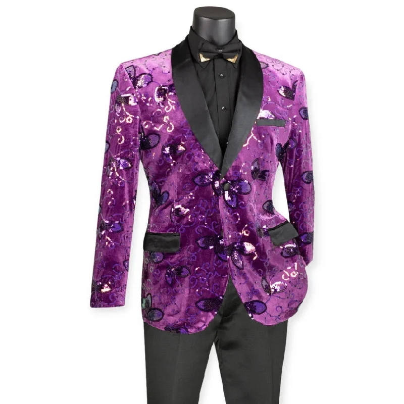 Best designer tuxedo for men's events -VINCI: Velvet Sequin Blazer BSQ-4