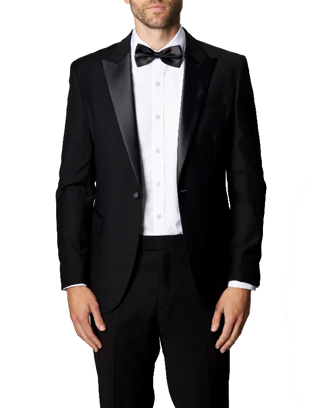 Men's wool tuxedo for office dinner -WINDSOR - BLACK DINNER JACKET