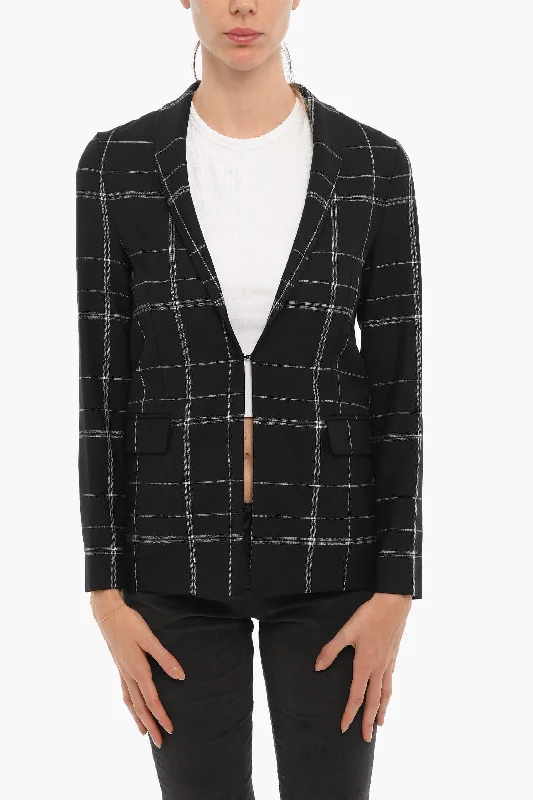 Men's modern tuxedo with satin lapels for wedding -Woolrich Tartan Checked Comfort Unlined Blazer Xl Standard Size