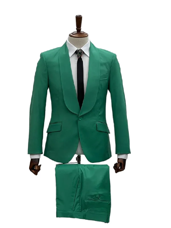 Men's business formal tuxedo rental -1 Button Slim Fit Suit FF1S-TRS Green