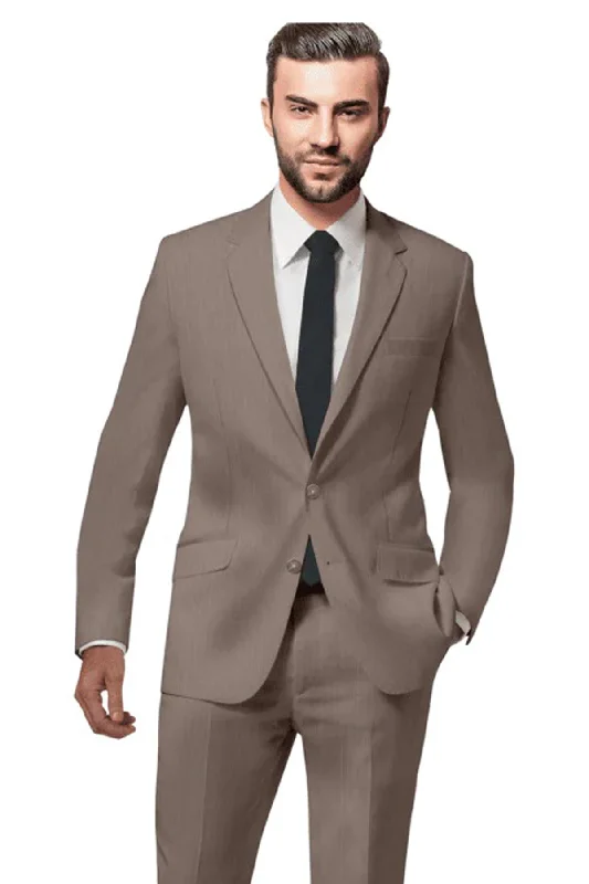 Men's office tuxedo rental for wedding -Beige Pin Stripe Suit