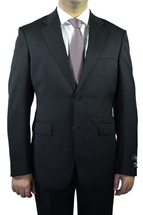 Men's grey wool tuxedo with bowtie -Berragamo "Elegant" Solid Black Suit