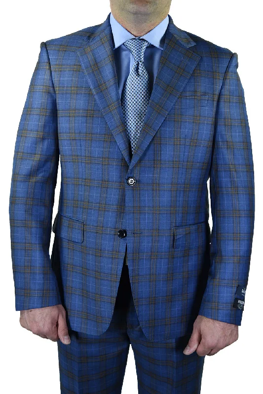 Best designer tuxedo for men's events -Berragamo "Fancy" New Blue Windowpane Suit