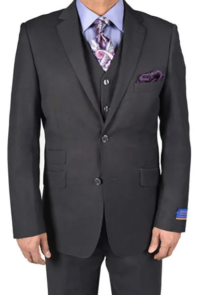 Best tuxedo for wedding party guests -Berragamo "Lazio" Solid Charcoal 2-Button Notch Slim Fit Suit