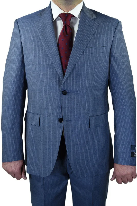 Men's wool tuxedo for black tie events -Berragamo "Modern" New Blue Pinstripe Suit