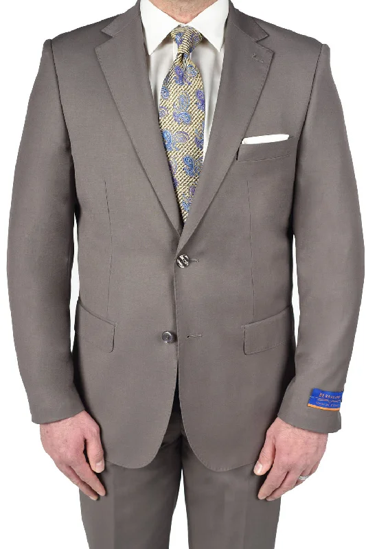 Best men's tuxedo for corporate gatherings -Berragamo "Napoli" Solid Light Grey 2-Button Notch Suit