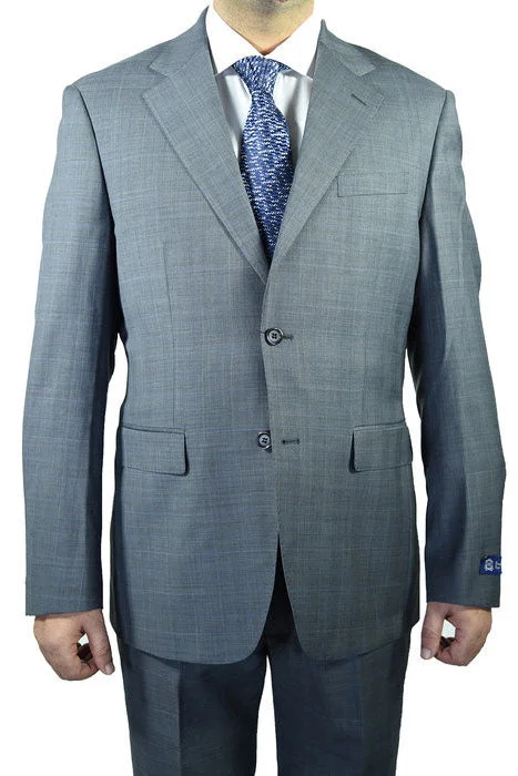 Men's tailored navy tuxedo for office event -Berragamo Plaid Grey Suit