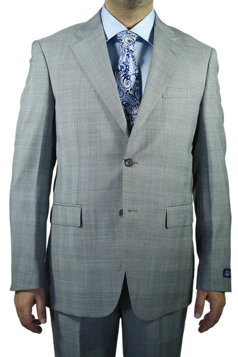 Men's premium wool tuxedo for business events -Berragamo Plaid Light Grey Suit