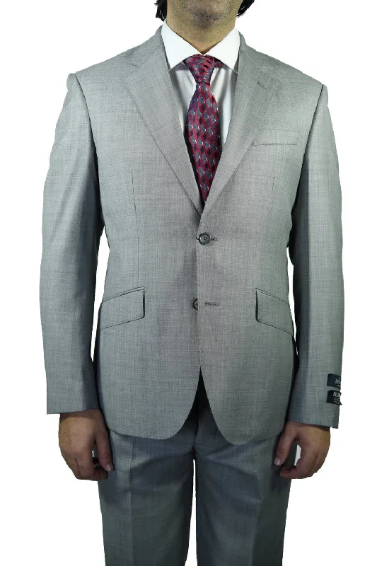 Men's classic blue tuxedo for formal events -Berragamo "Reda" Grey Sharkskin Slim Fit Suit