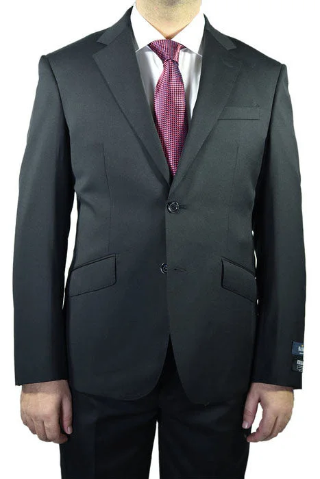 Men's office tuxedo rental for wedding -Berragamo Solid Black 2-Button Notch Slim Fit Suit