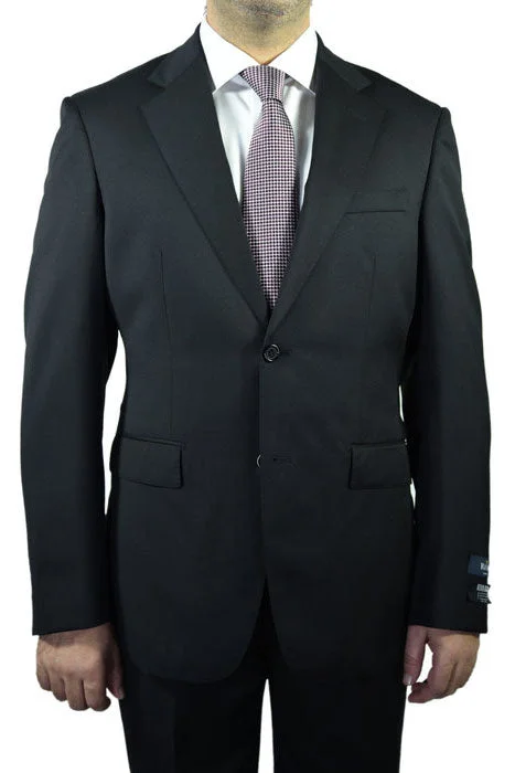 Men's business formal tuxedo rental -Berragamo Solid Black 2-Button Notch Suit