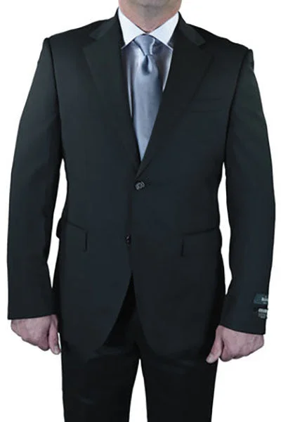 Men's elegant grey tuxedo with satin lapels -Berragamo Solid Charcoal 2-Button Notch Slim Fit Suit