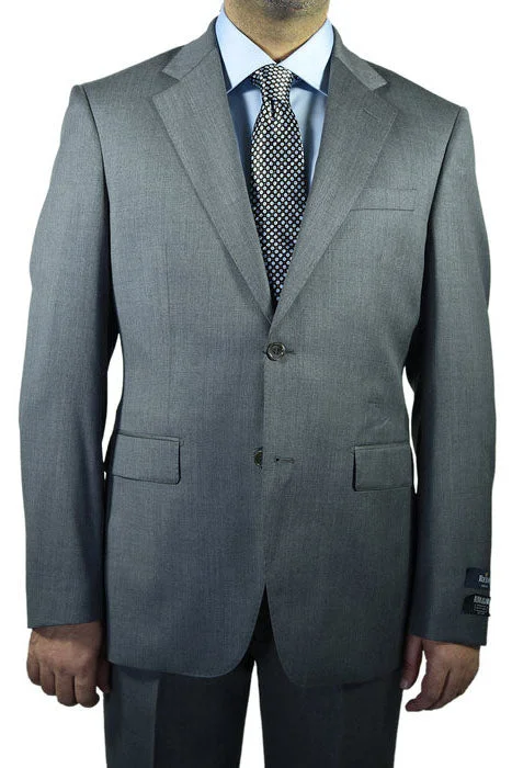 Men's custom tuxedo jacket for special events -Berragamo Solid Medium Grey 2-Button Notch Slim Fit Suit