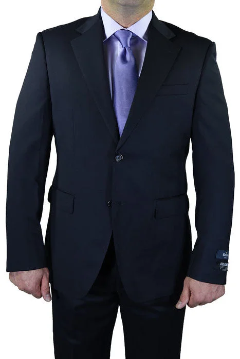 Men's premium wedding tuxedo for groom -Berragamo Solid Navy 2-Button Notch Suit