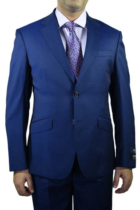 Men's modern checkered tuxedo for business -Berragamo Solid New Blue 2-Button Notch Slim Fit Suit