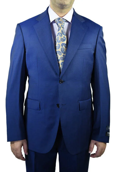 Men's luxurious black tuxedo for office event -Berragamo Solid New Blue 2-Button Notch Suit