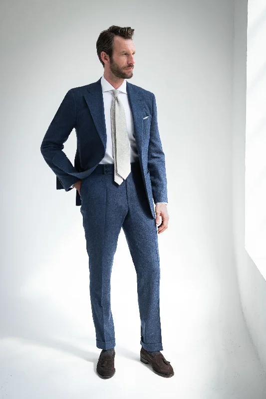 Men's slim fit tuxedo for evening events -Bluette wool and cashmere suit - Made in Italy