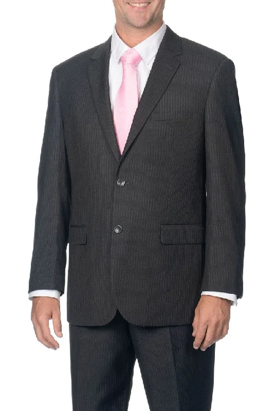 Men's modern tuxedo with satin lapels for wedding -Caravelli Grey Pinstripe Suit