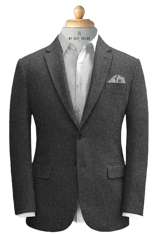 Men's slim fit tuxedo for office dinner -Charcoal Grey Tweed Suit