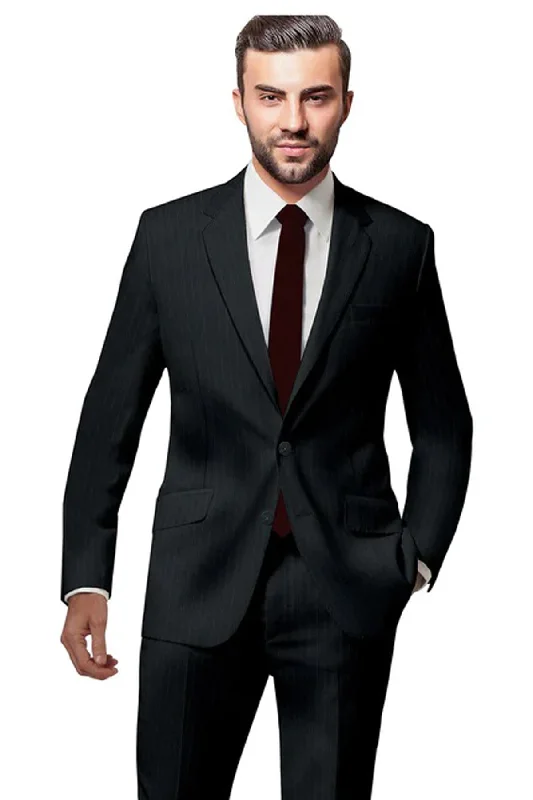 Best tuxedo for corporate dinner party -Sophisticated Charcoal Pinstripe Suit