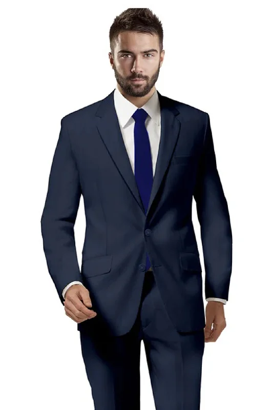 Men's slim fit tuxedo jacket for office event -Distinguished Cobalt Blue Stripe Suit