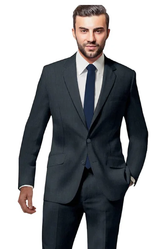 Men's luxurious black tuxedo for office event -Dark Grey Pin Stripe Suit