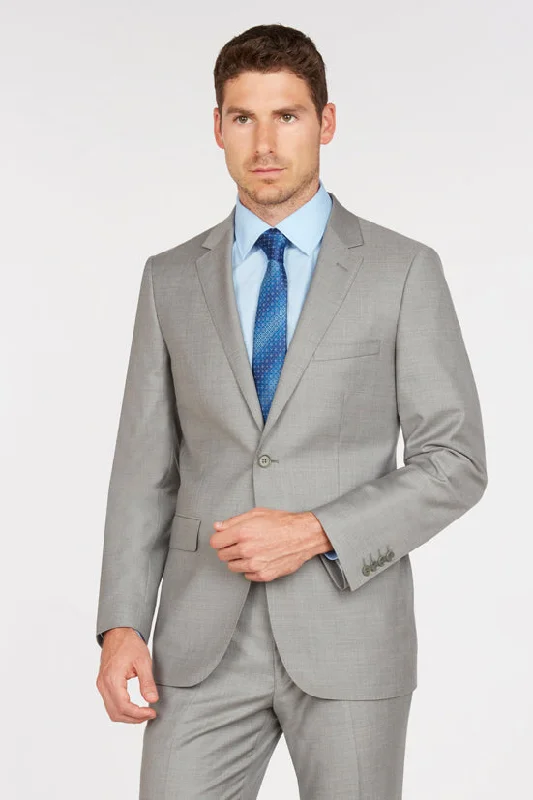 Men's business tuxedo for evening parties -Enzo Solid Light Grey Suit