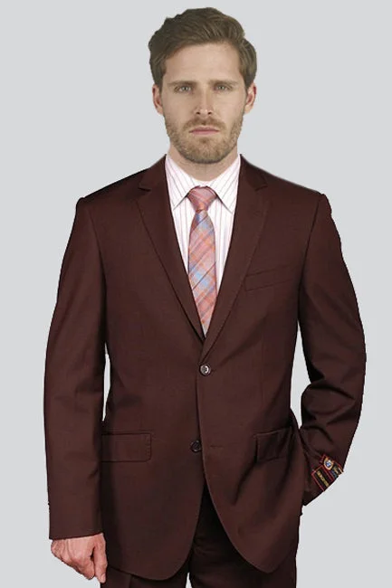 Men's modern tuxedo rental for wedding -Giorgio Fiorelli Solid Brown Suit