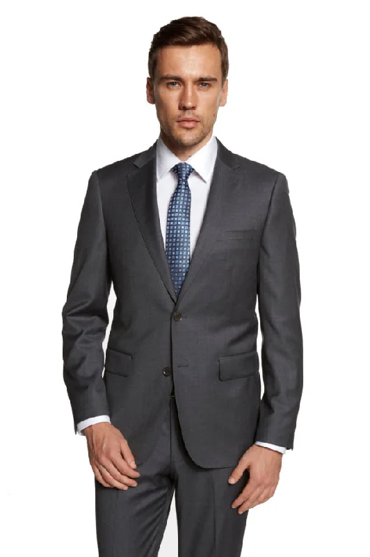 Men's classic navy tuxedo for office party -Giorgio Fiorelli Solid Medium Grey Suit