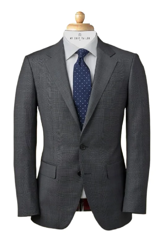 Best designer tuxedo for men's events -Grey Prince of Wales Check Suit