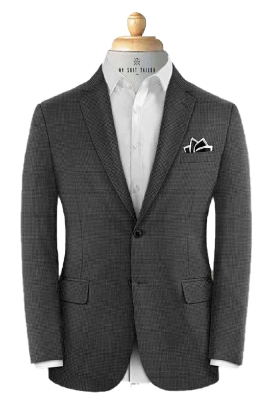 Men's modern grey tuxedo with satin lapel -Grey Houndstooth Suit