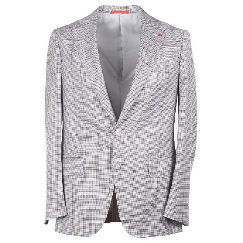 Men's formal tuxedo jacket with bowtie for wedding -Isaia Aquaspider Super 160s Wool Suit