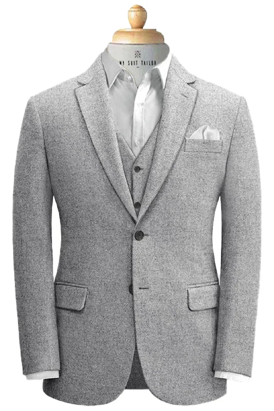 Men's slim fit formal tuxedo for wedding -Light Grey Flannel Suit - VBC