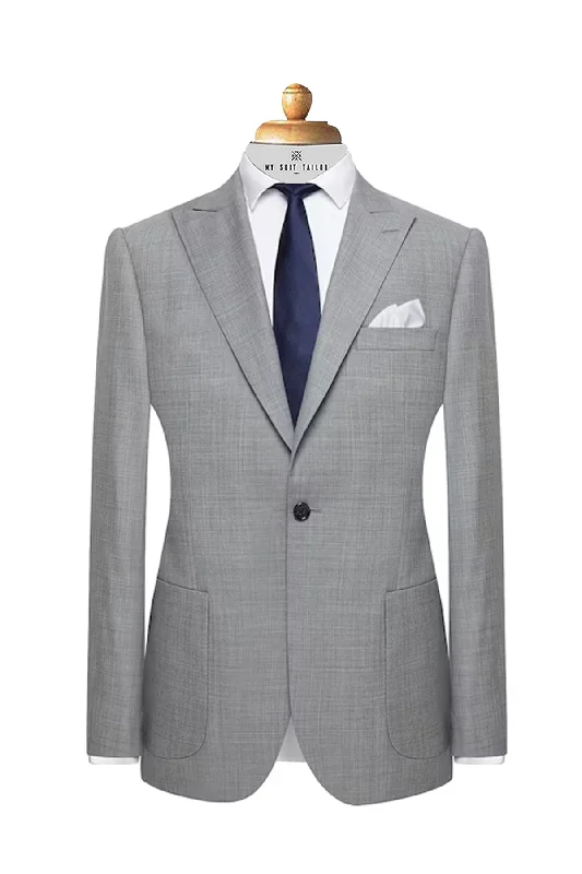 Men's premium wool tuxedo for evening event -Versatile Light Grey Suit - Perfect for Business and Weddings