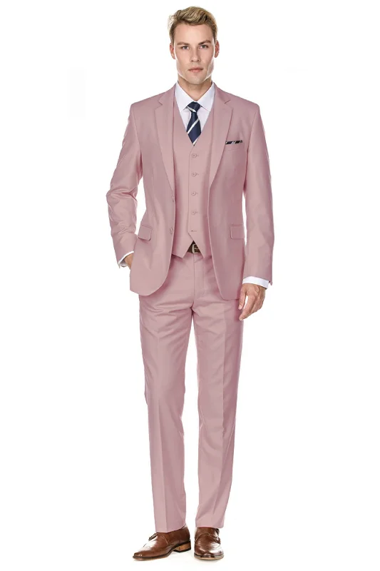 Men's slim fit tuxedo for formal dinner party -Men's Signature 3-Piece Slim Fit Suits (Dusty Rose, White, Mint)