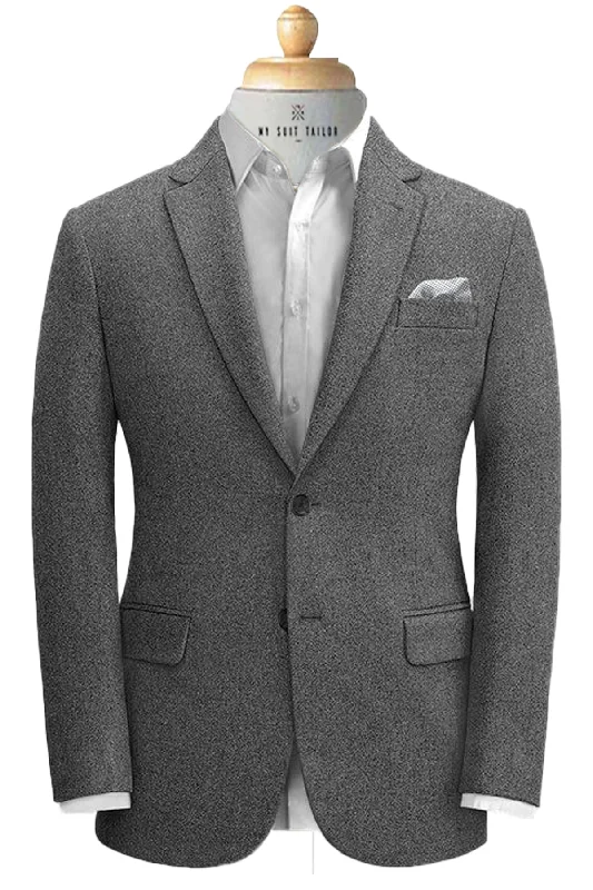 Men's formal tuxedo jacket for wedding -Cool Medium Grey Flannel Suit - Warm, Stylish, and Perfect for Winter