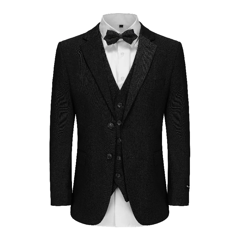 Men's tailored navy tuxedo for office event -Men's 3-Piece Classic Fit Performance Stretch Suit (Black, Charcoal, Grey)