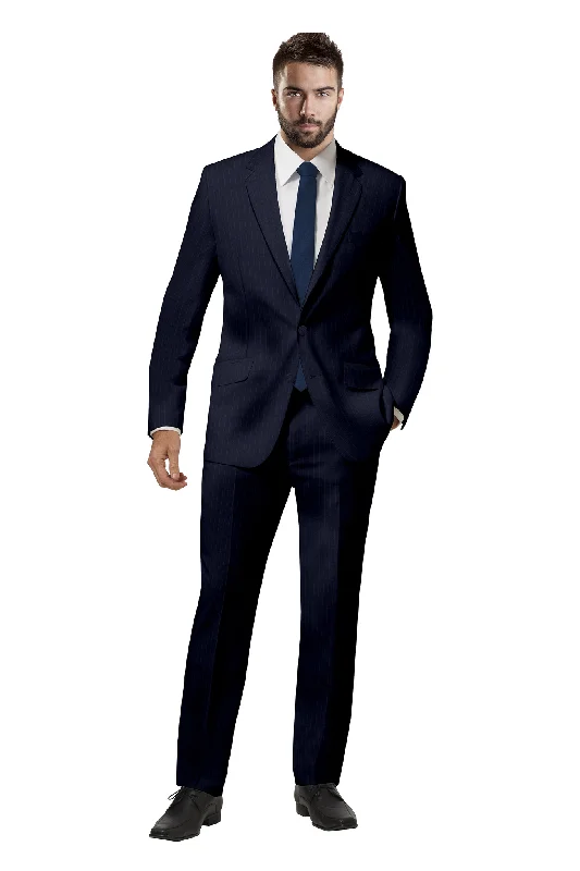 Men's wool tuxedo for black tie events -Navy Pin Stripe Suit