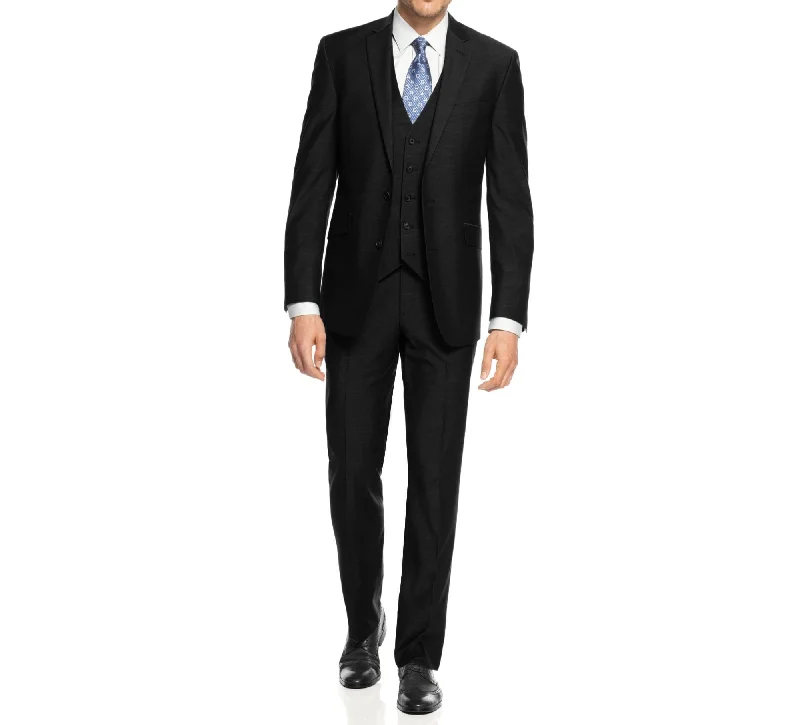 Men's premium wool tuxedo for evening event -Men's 3-Piece Three Piece Slim Fit Formal Cut Suit Set