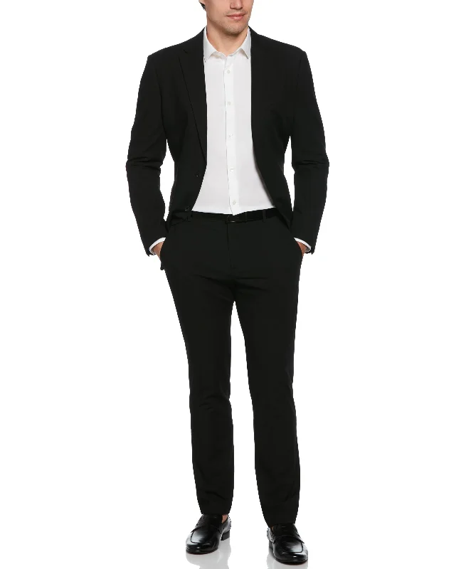 Men's premium business tuxedo with satin finish -Slim Fit Black Louis Suit