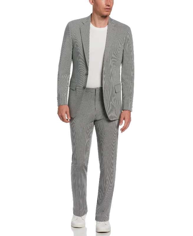 Men's tailored tuxedo for business dinner -Slim Fit Grey Pinstripe Stretch Suit