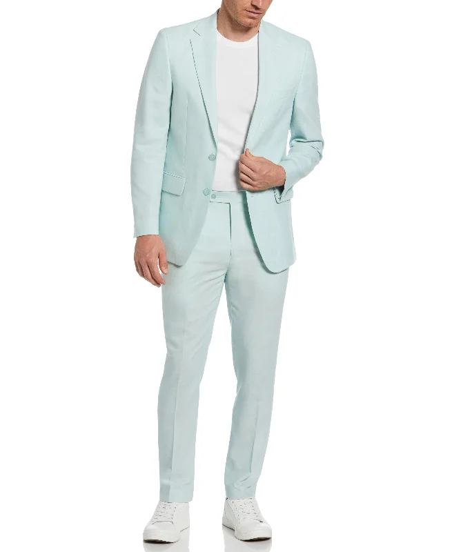 Best men's tuxedo for corporate gatherings -Slim Fit Light Green Linen Blend Suit