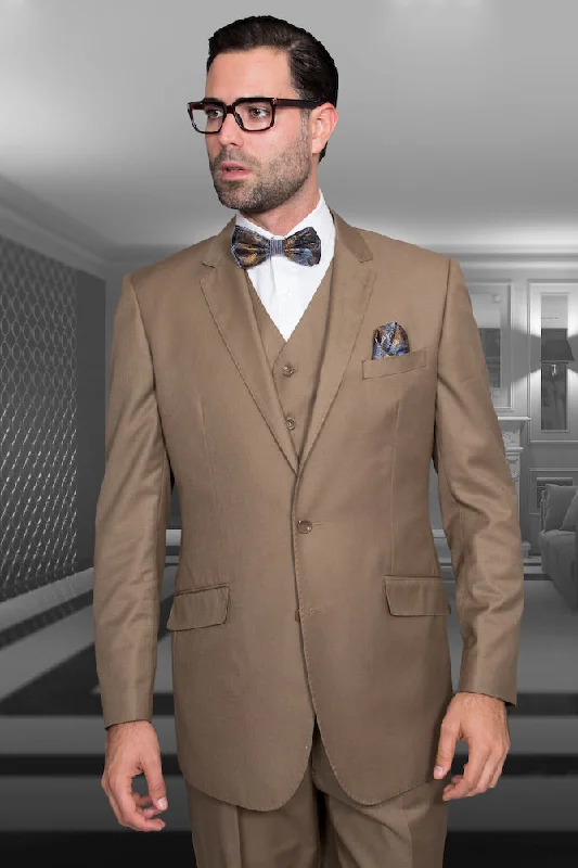 Men's premium business tuxedo with satin finish -Statement "Julian" Solid Bronze 3-Piece Tailored Fit Suit