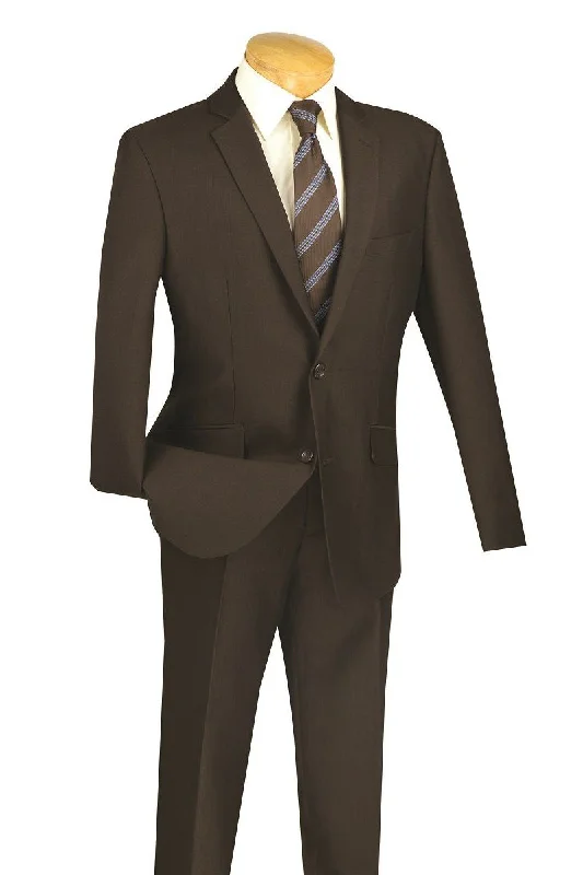 Men's tailored tuxedo for business networking -Vinci "Angelo" Brown Slim Fit Suit