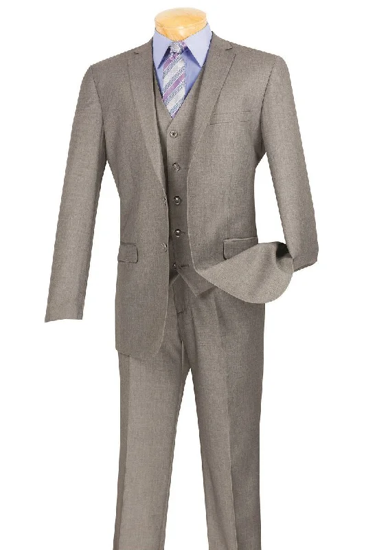 Men's classic wedding tuxedo for groom -Vinci "Carmelo" Medium Grey Slim Fit 3-Piece Suit