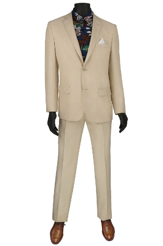 Men's luxurious grey tuxedo for office event -Vinci "Fabio" Beige Slim Fit Suit