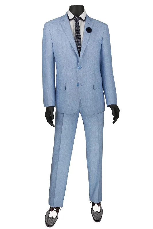 Men's elegant tuxedo jacket for business -Vinci "Fabio" Powder Blue Slim Fit Suit