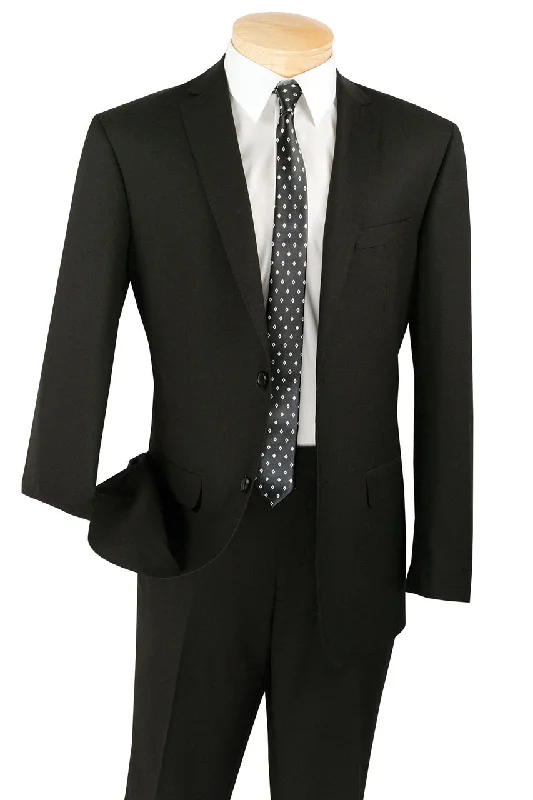 Men's premium black tuxedo for formal gatherings -Vinci "Lucca" Black Slim Fit Suit