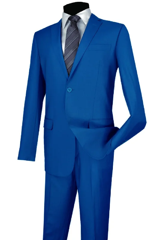 Men's slim fit tuxedo for black tie gala -Vinci "Lucca" French Blue Slim Fit Suit