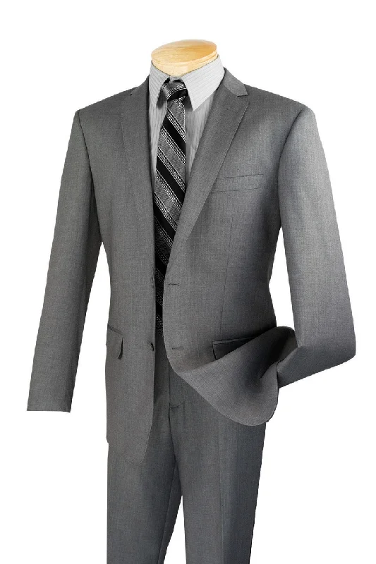 Men's slim fit tuxedo jacket for special events -Vinci "Lucca" Grey Slim Fit Suit